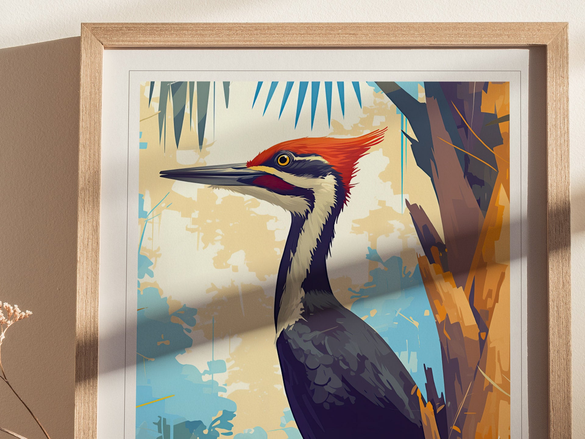 Pileated Woodpecker Poster | Modern Bird Wall Art Print