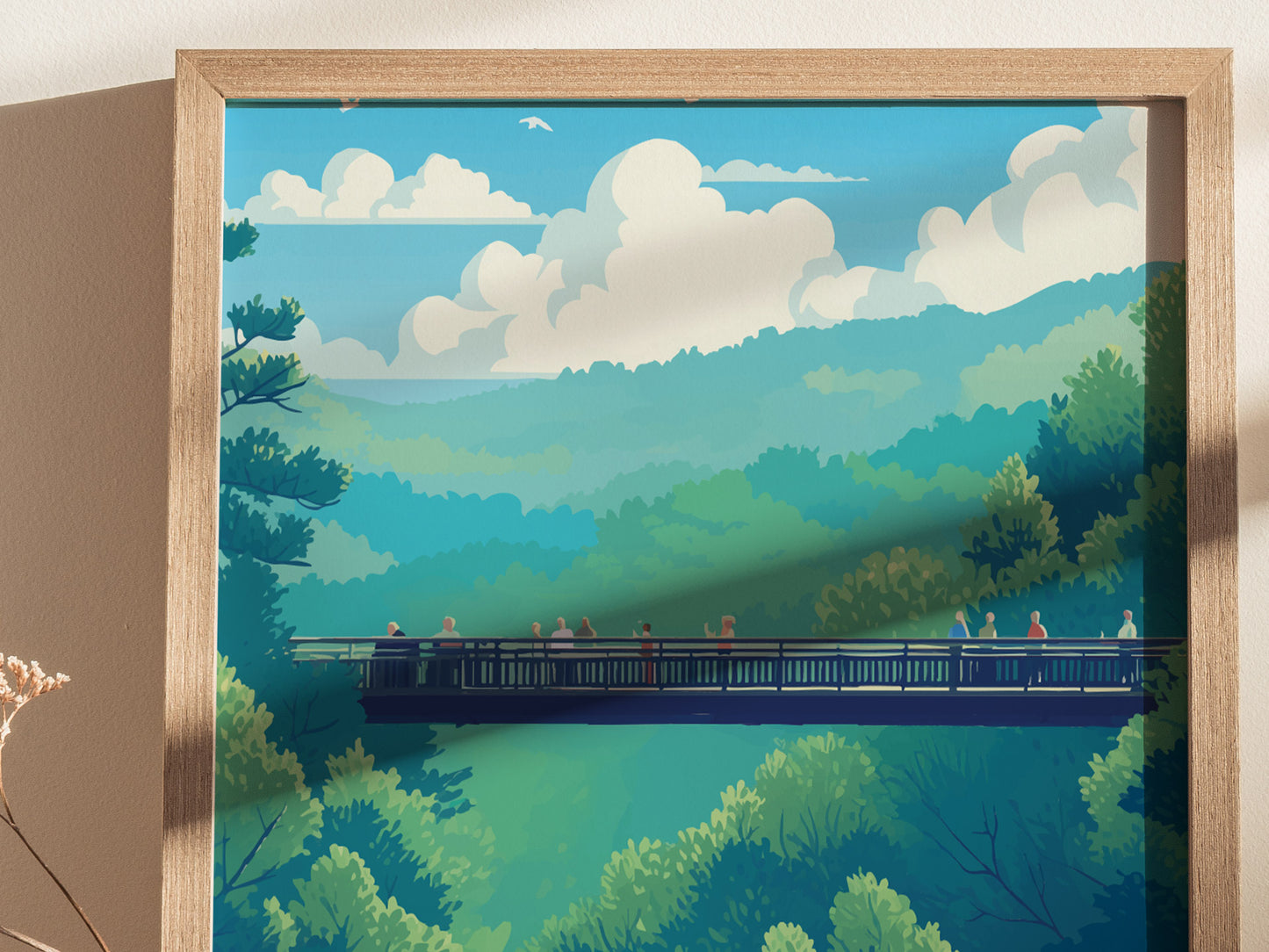 Gatlinburg SkyBridge Poster | Great Smoky Mountains Hiker Wall Art | Framed or Unframed