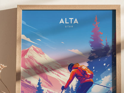 Alta Ski Area Poster | Utah Skiing Resort Wall Art | Framed or Unframed