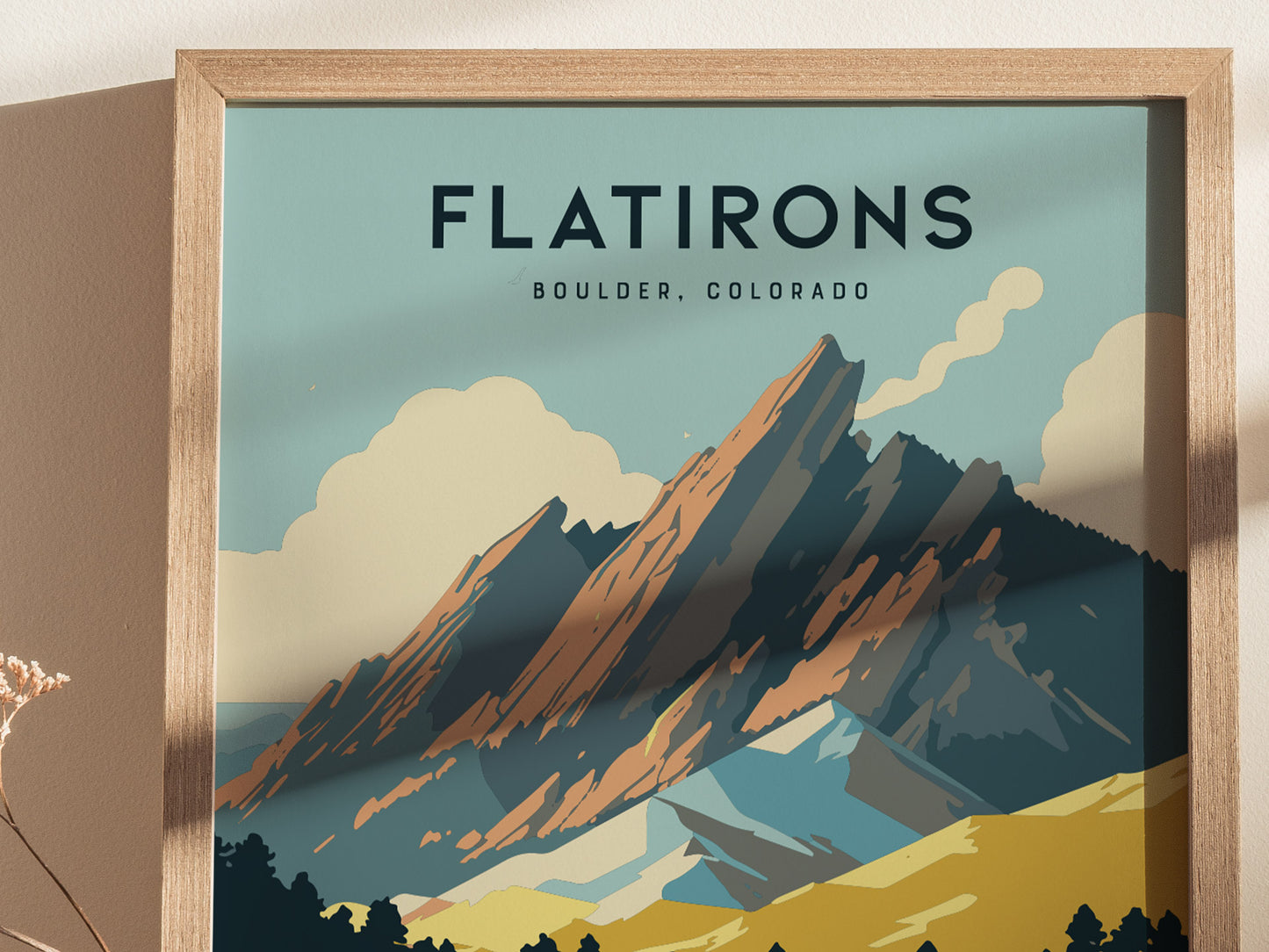 Flatirons Poster | Boulder Colorado Nature Landmark Wall Art | Framed or Unframed
