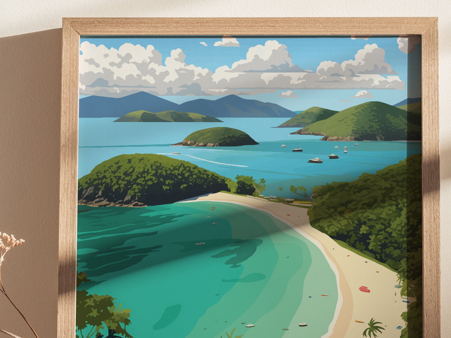 Virgin Islands National Park Poster | Trunk Bay Beach Art | Framed