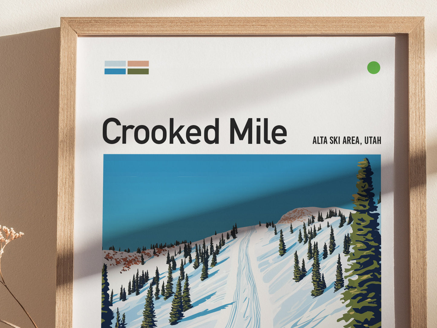 Crooked Mile Alta Ski Area Poster | Utah Skiing Resort Wall Art | Framed or Unframed