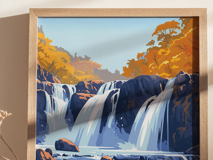 Gooseberry Falls Poster | Minnesota Waterfall Wall Art | Framed or Unframed