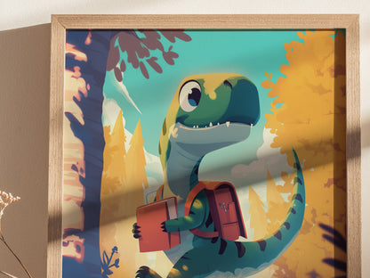 Velociraptor Poster | Kids Dinosaur Room Art | Framed or Unframed