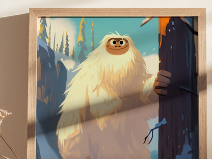 Yeti Nursery Poster | Cute Cryptid Snowman Wall Art for Kids Room or Baby Gift | Cozy Winter Art Print | Framed or Unframed