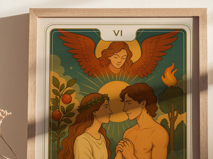 The Lovers Tarot Card Poster | Major Arcana Love Art Romantic Gift