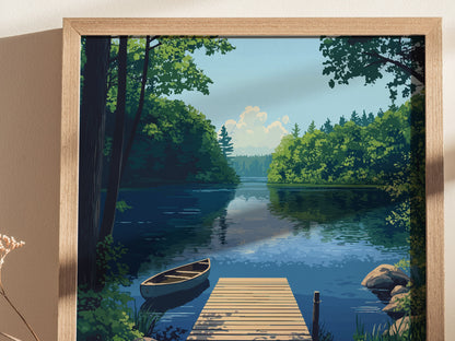Walden Pond Poster | Massachusetts Thoreau Nature Wall Art New England