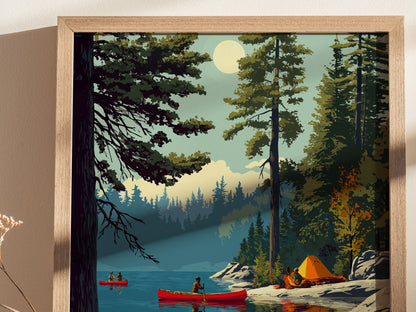 Algonquin Provincial Park Canada Poster | Canoe Camping Ontario Wall Art | Framed or Unframed