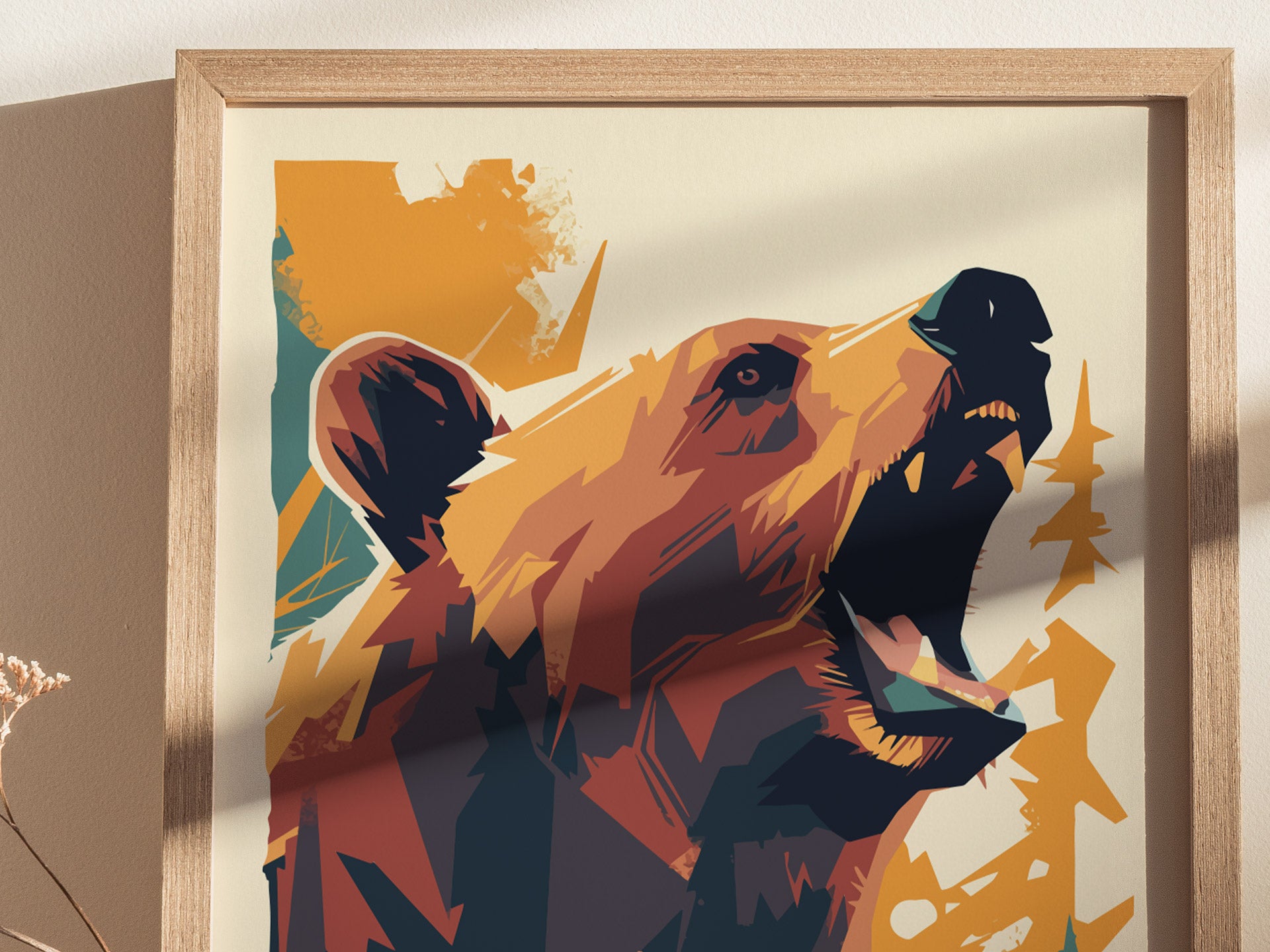 Grizzly Poster | Brown Bear Modern Wildlife Wall Art
