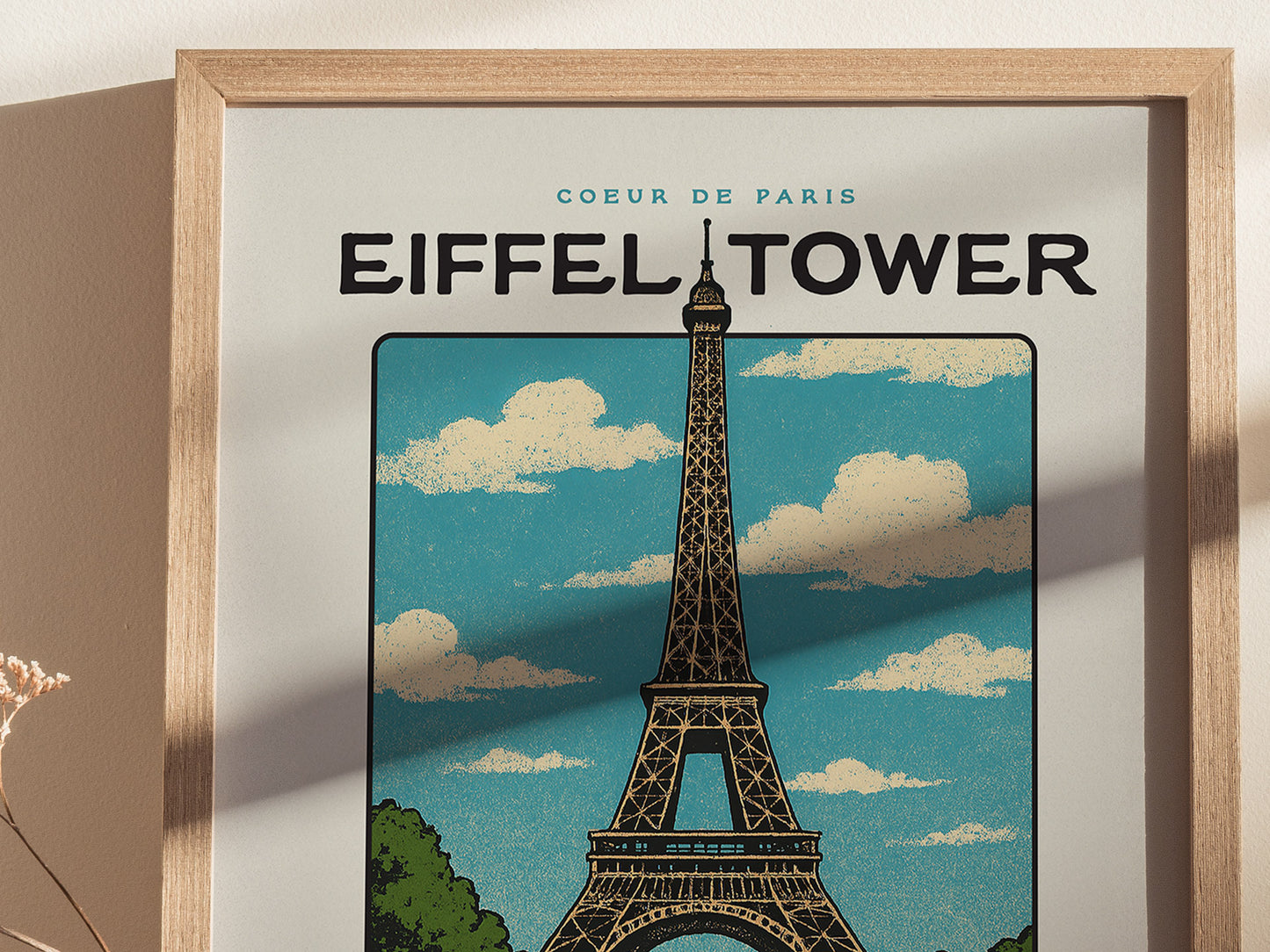 Eiffel Tower Block Print | Vintage Paris France Wall Art | Framed or Unframed