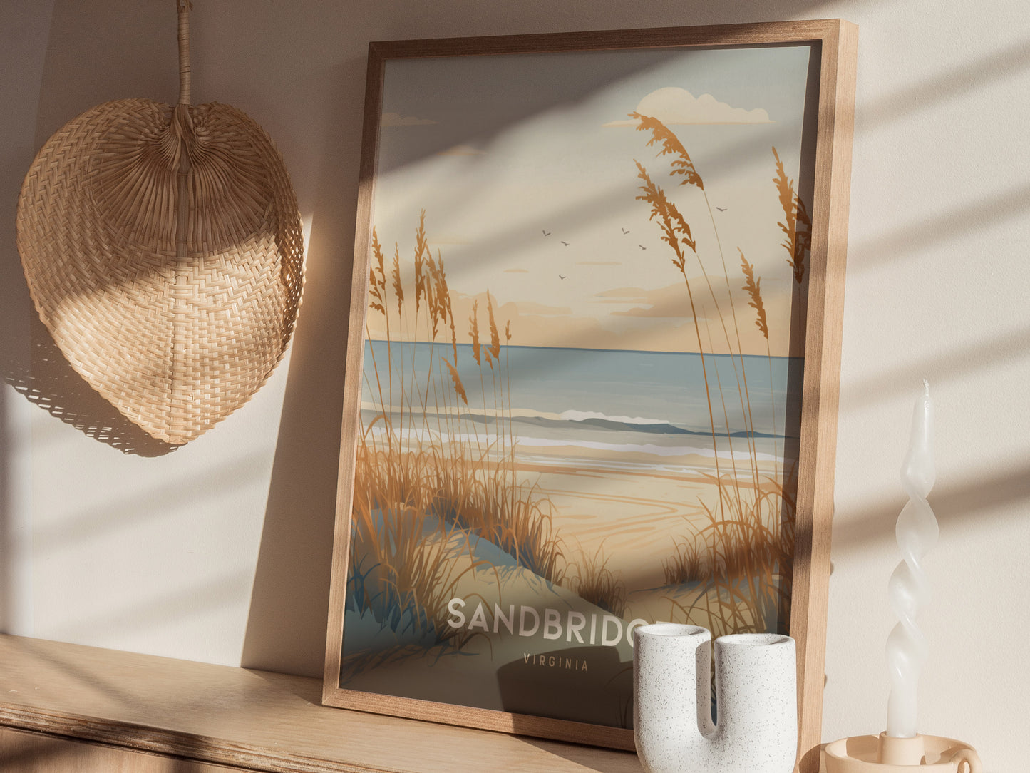 Sandbridge Poster | Virginia Beach Art | Coastal Dunes Sunrise VA Print