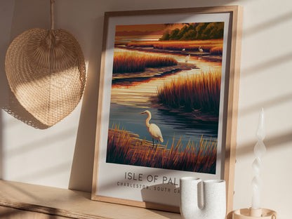 Isle of Palms Matte Border Poster | Charleston South Carolina Travel Wall Art — styled in a modern interior