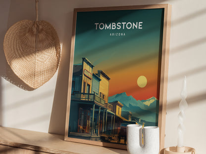 Tombstone, Arizona Poster | Wild West Desert Destination Print Wall Art — styled in a modern interior