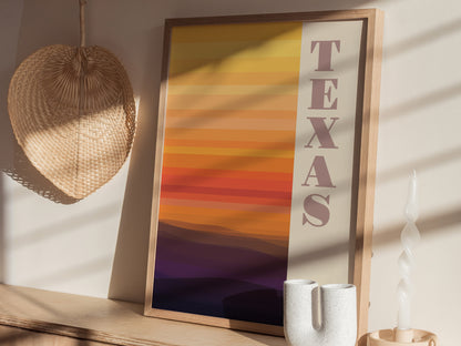 Texas Poster | Lone Star State Minimalist Abstract Art TX Wall Decor