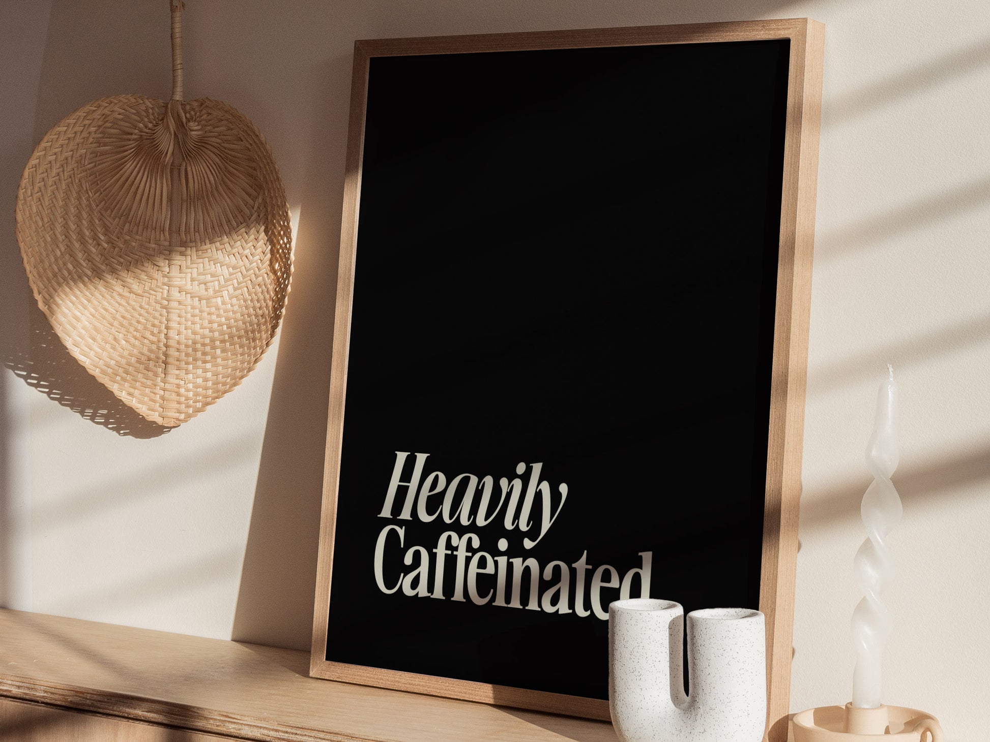 Heavily Caffeinated Poster | Coffee Lover Typography Wall Art