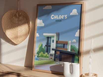 Bluey Chloe's House Poster | Kids Room Decor Wall Art | Framed or Unframed