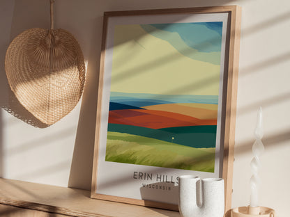 Erin Hills Matte Border Poster | Wisconsin Travel Wall Art — styled in a modern interior