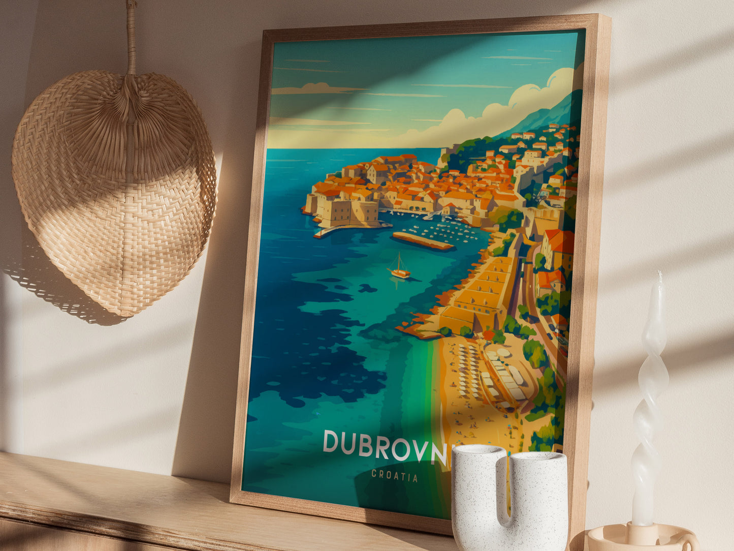 Dubrovnik Croatia Poster | Coastal Old Town Wall Art | Framed or Unframed