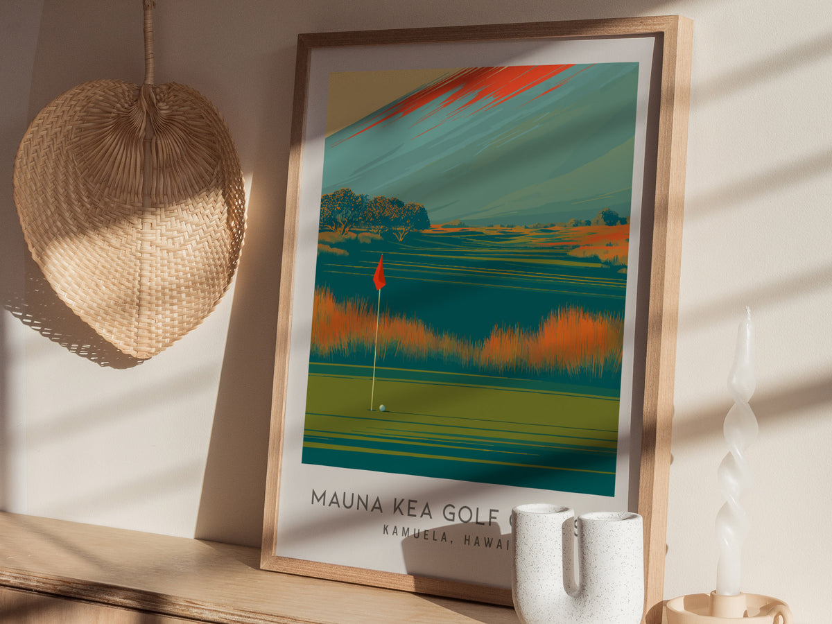 Mauna Kea Golf Course Matte Border Poster | Kamuela, Hawaii Golf Course Print & Country Club Decor — styled in a modern inter
