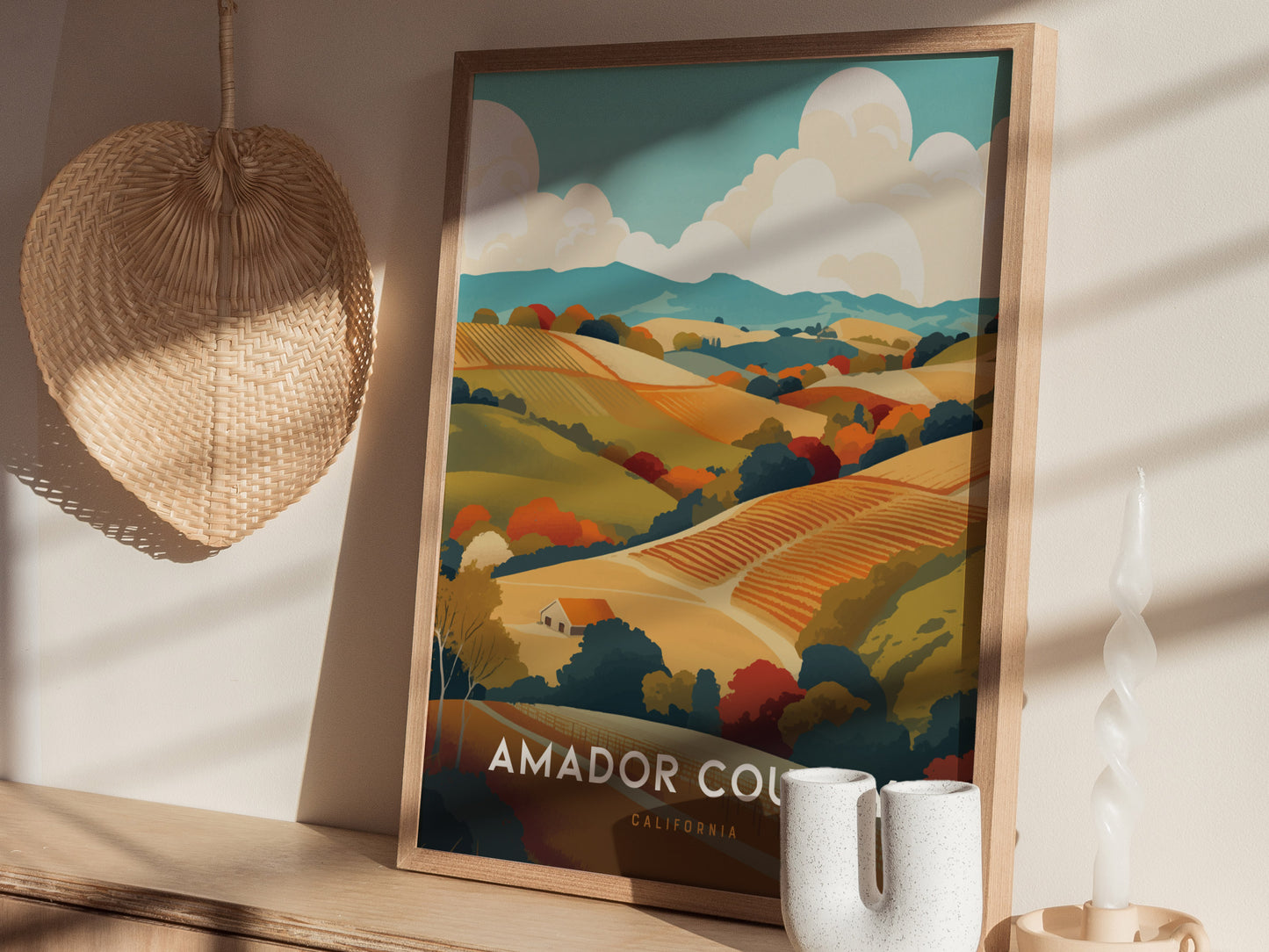 Amador County California Vineyards Poster | Wine Country Wall Art | Framed or Unframed