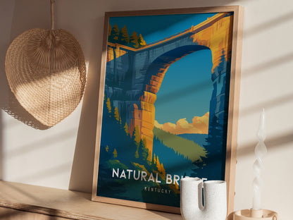 Natural Bridge, Kentucky Poster | Ancient Stone Arch Forest Wall Art — styled in a modern interior