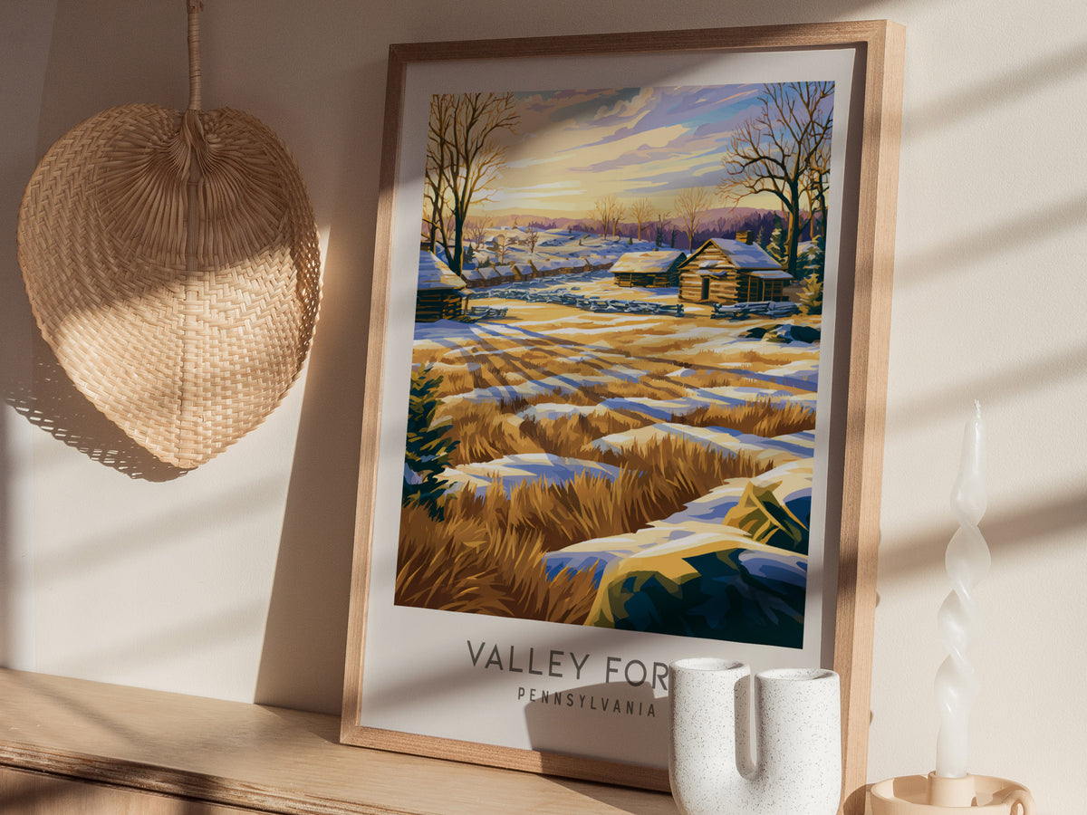 Valley Forge Matte Border Poster | Pennsylvania Destination Print Travel Gift — styled in a modern interior