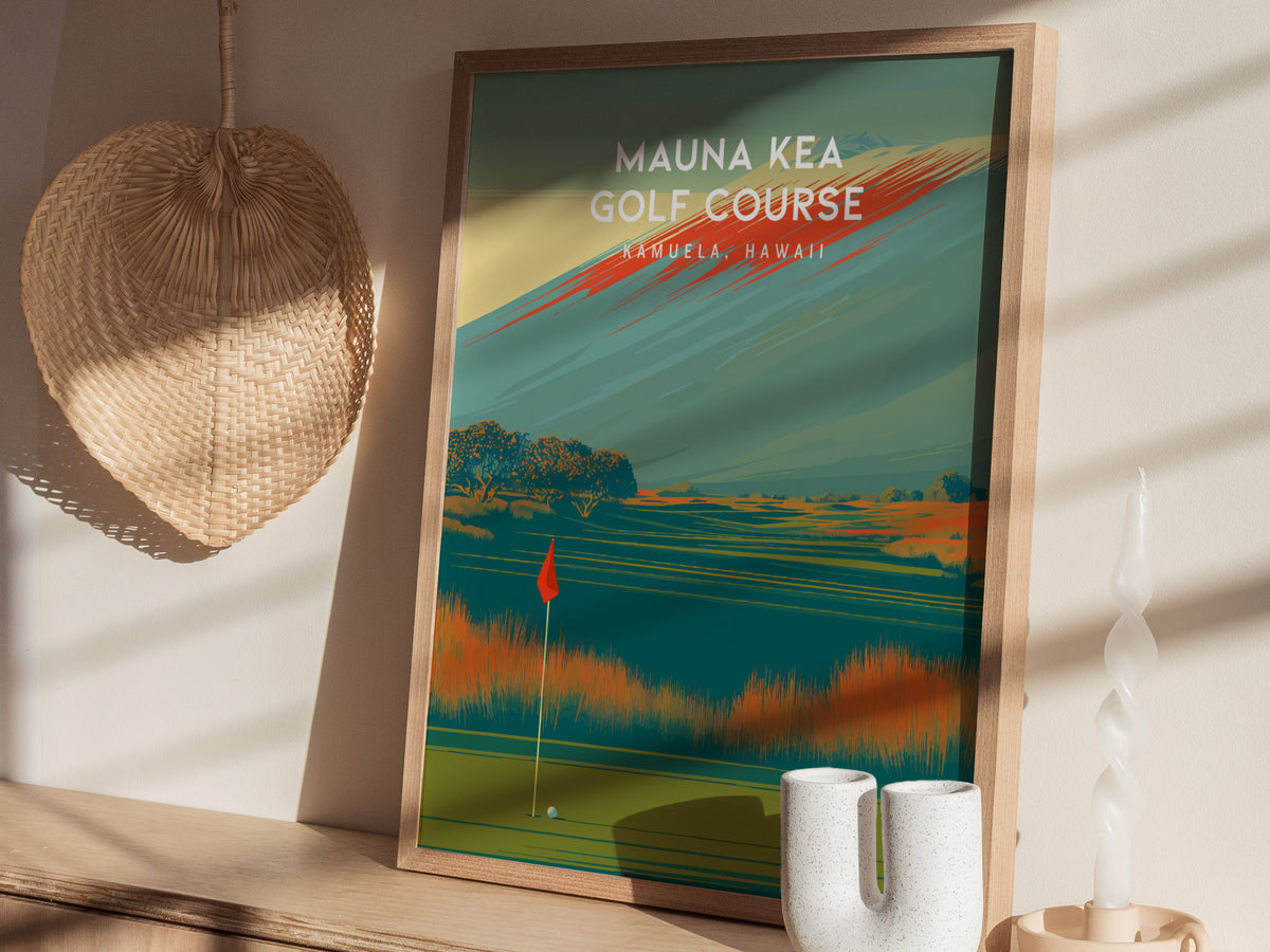 Mauna Kea Golf Course, Kamuela, Hawaii Poster | Tropical Links Golfer Gift Wall Art — styled in a modern interior