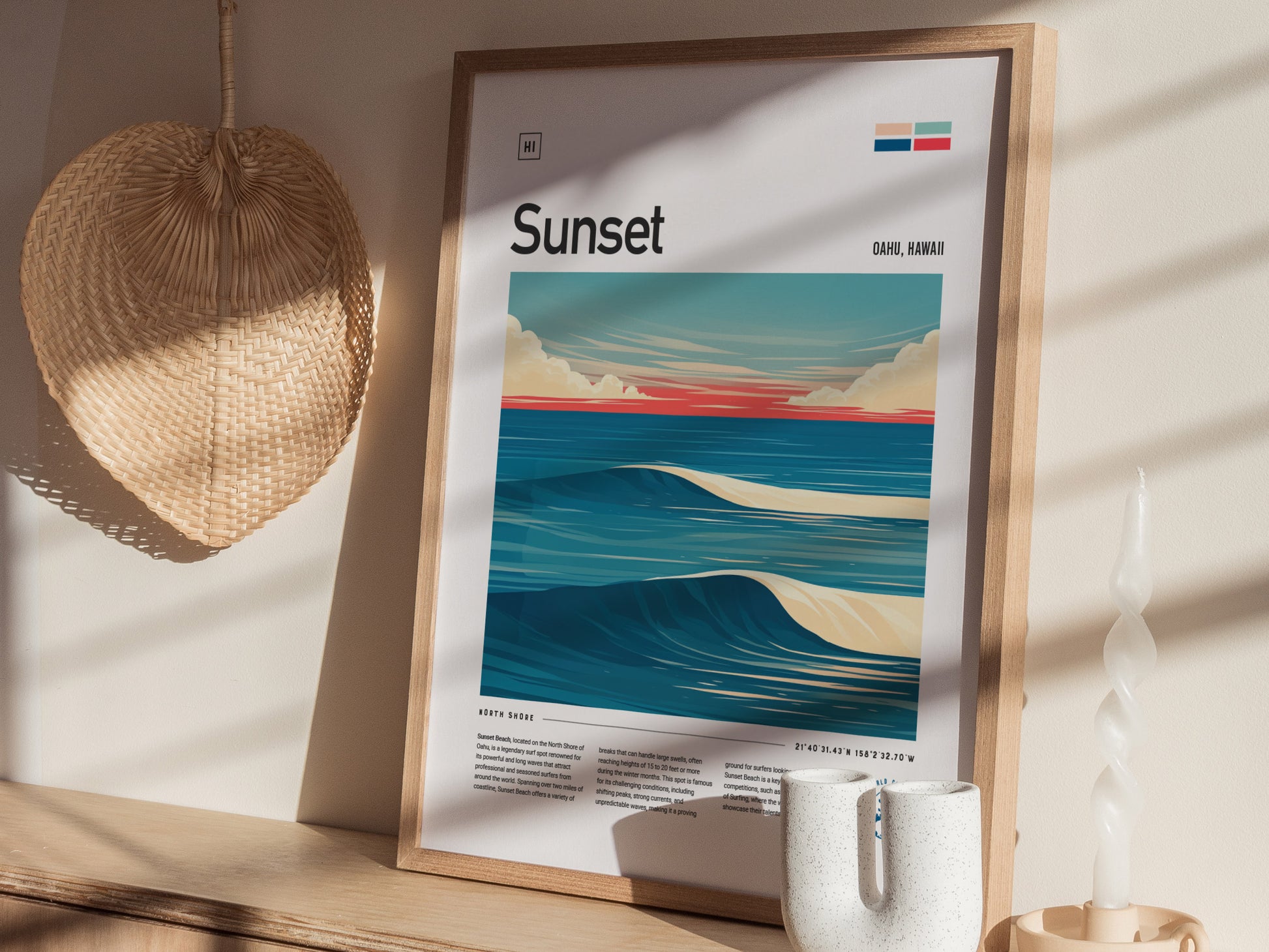 Sunset Beach Poster | North Shore Oahu Hawaii Surf Spot Triple Crown Art
