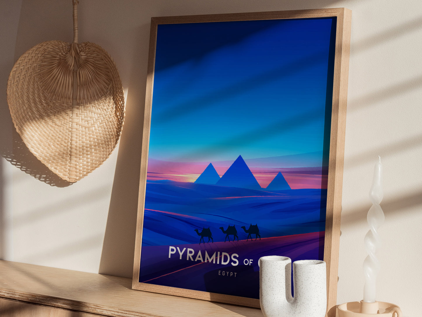 Pyramids of Giza Poster | Egypt Travel Wall Art | History Gift Print