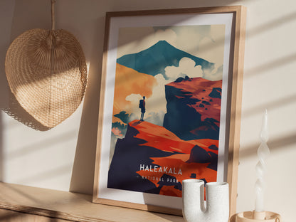 Haleakala Minimalist Poster | Maui Volcano National Park Wall Art