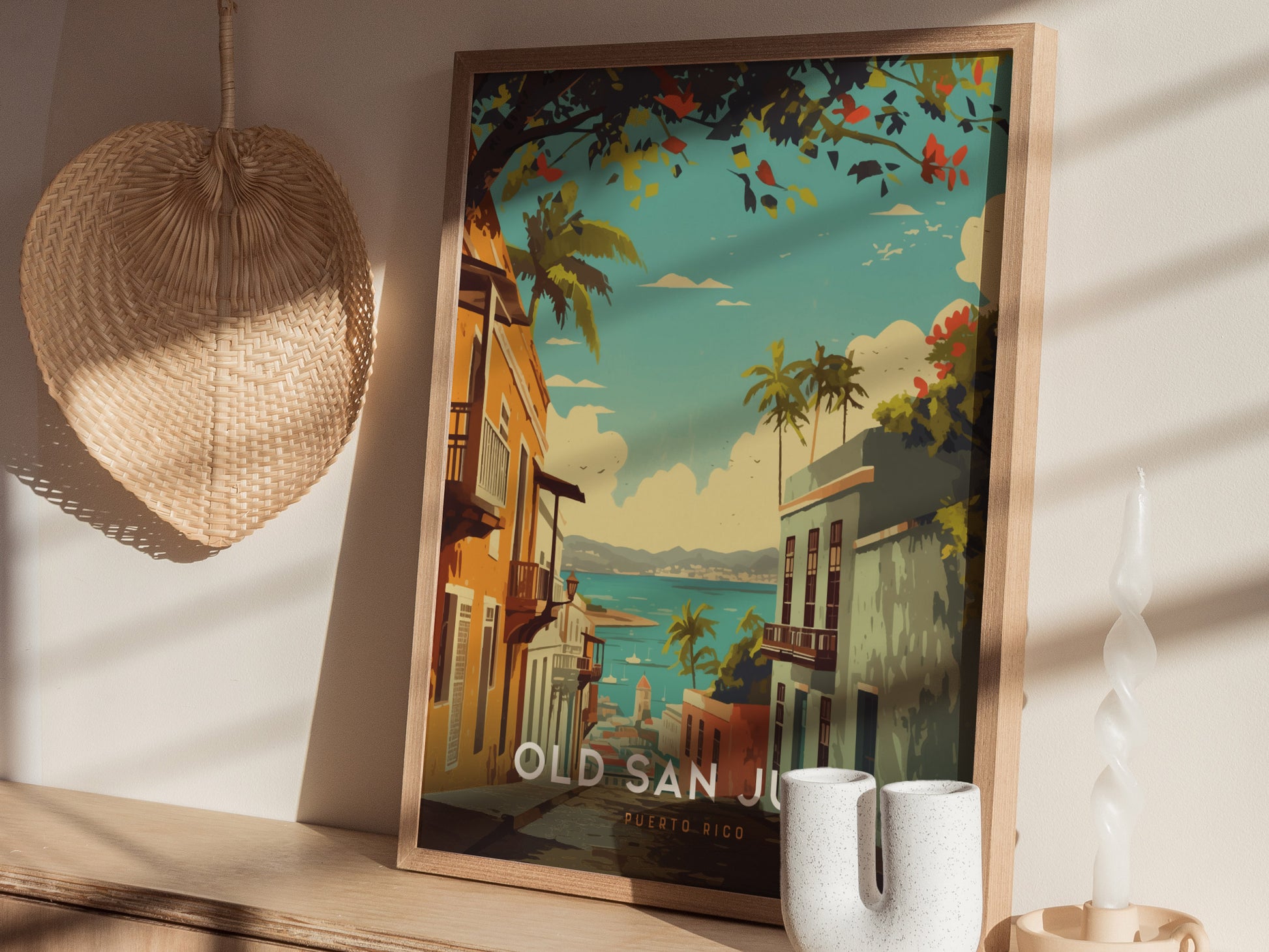 Old San Juan Poster | Puerto Rico Historic District Wall Art Print