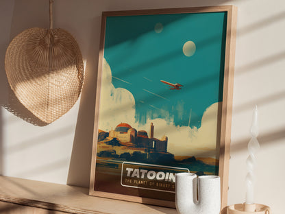 Star Wars Tatooine Poster | Retro Sci-Fi Travel Wall Art Gift