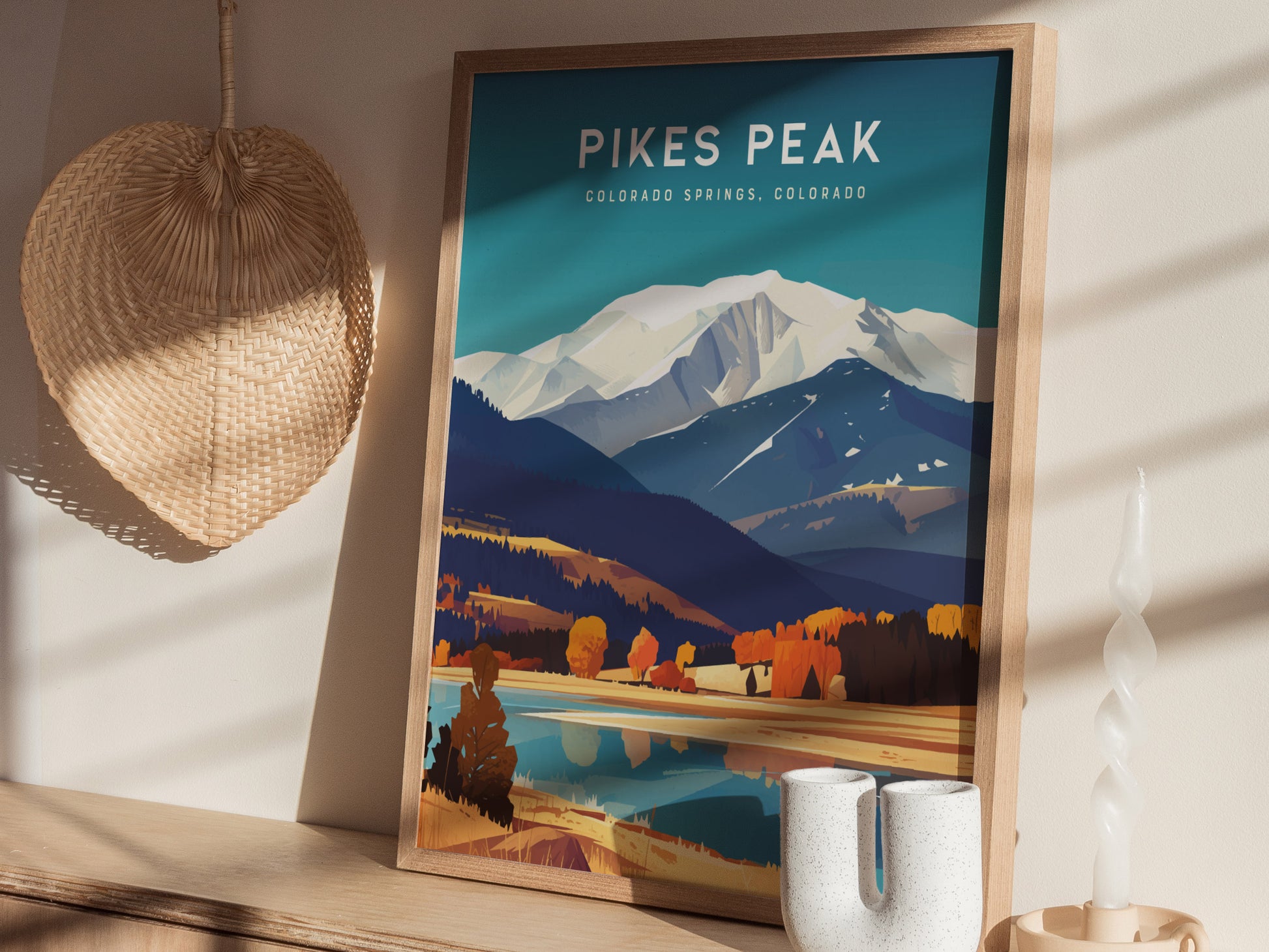 Pikes Peak Colorado Poster | Colorado Springs Mountain Wall Art Print