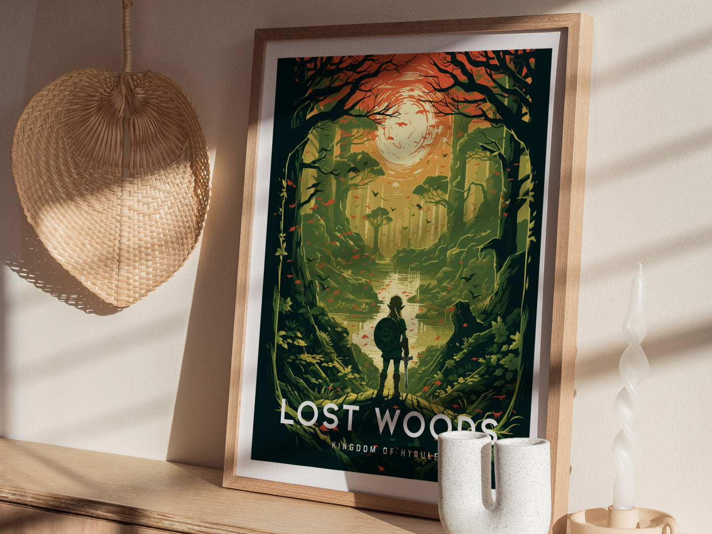 Zelda Lost Woods Poster | BOTW Fan Art Print | Mystical Hyrule Wall Decor | Framed or Unframed
