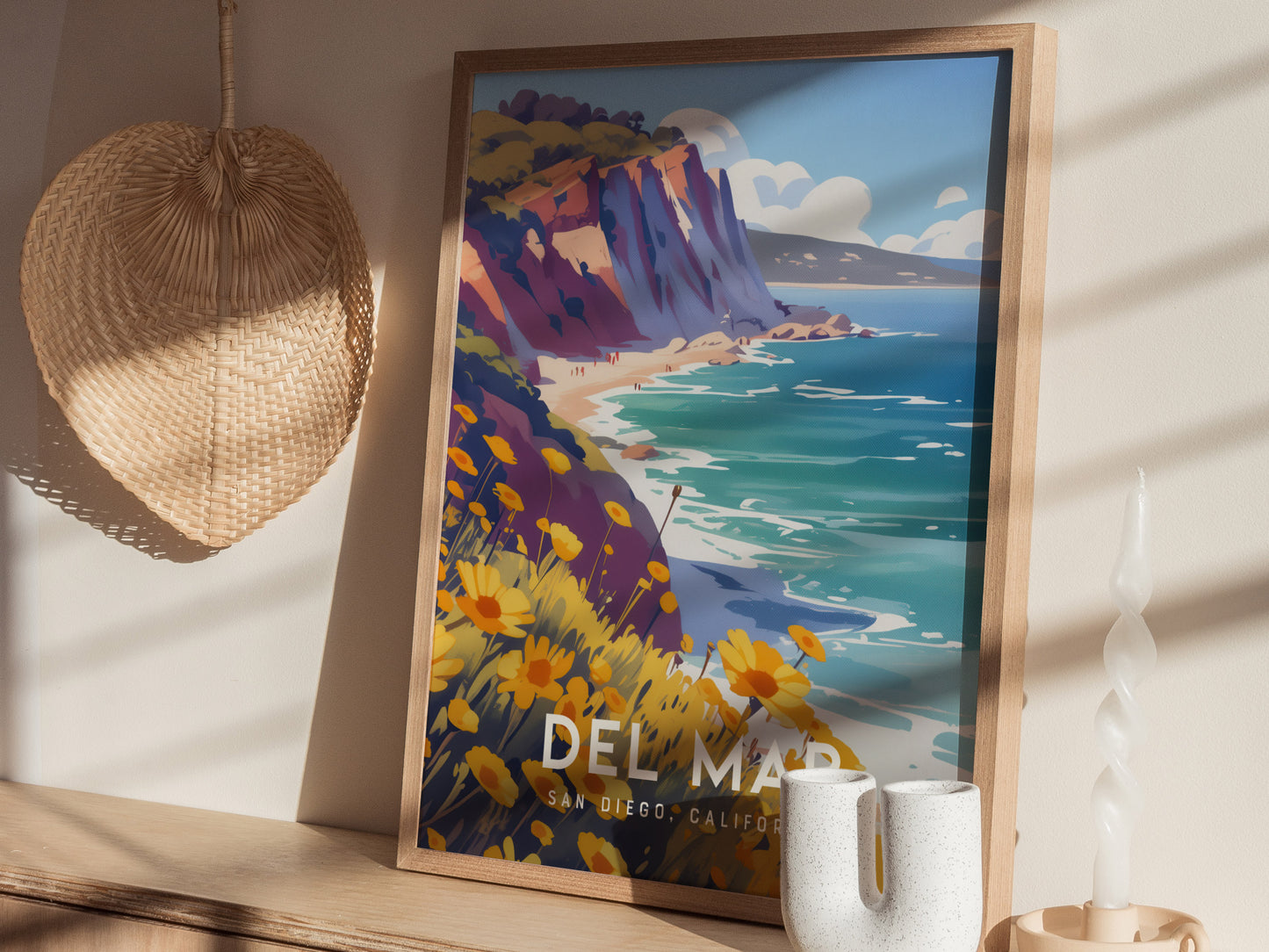 Del Mar California Poster | San Diego Beach Wall Art | Framed or Unframed