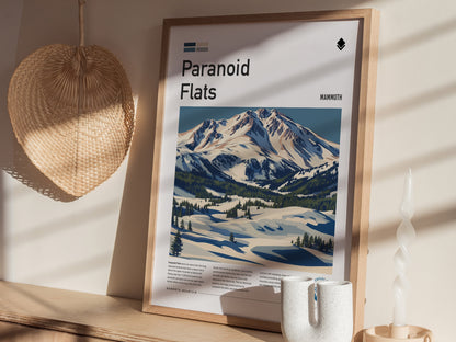 Paranoid Flats, Mammoth Poster | Ski Lodge Decor Mountain Wall Art — styled in a modern interior