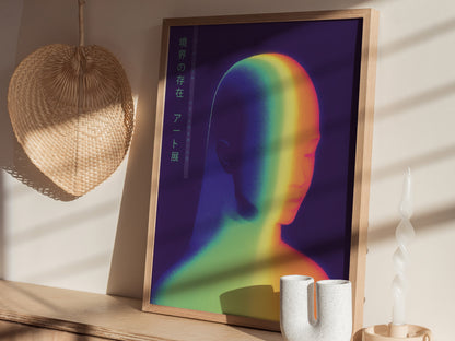 Liminal Being Poster | Trendy Japanese Abstract Neon Wall Art