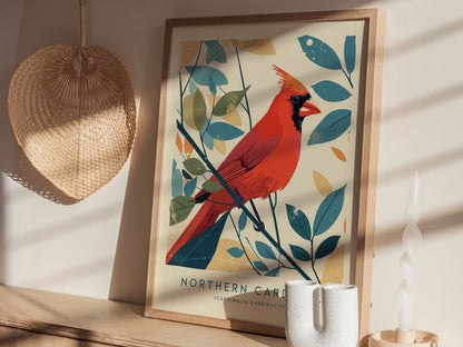Northern Cardinal Poster | Trendy Modern Bird Wall Art
