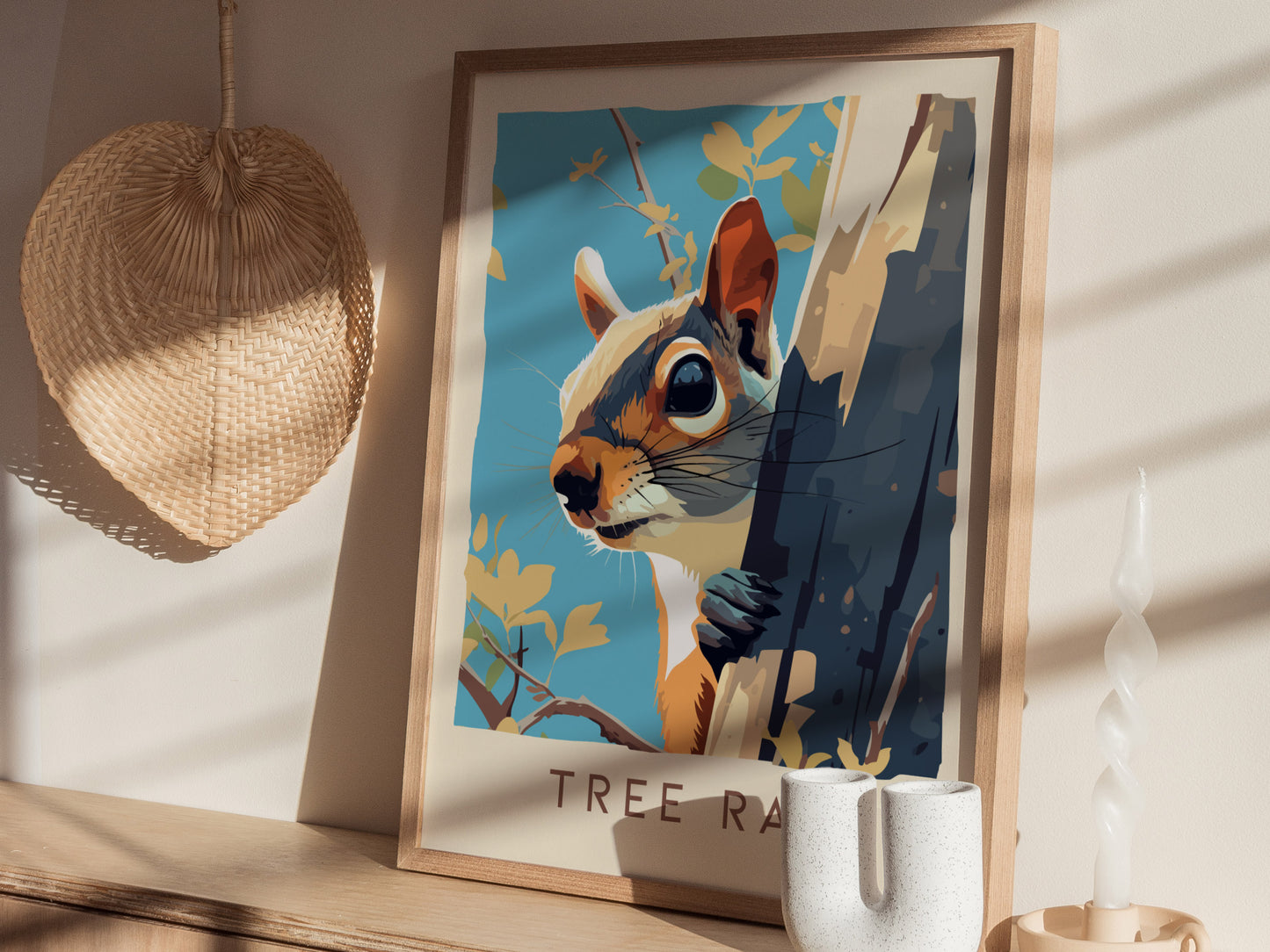 Tree Rat Poster | Urban Wildlife Squirrel Art | Funny Animal Wall Art