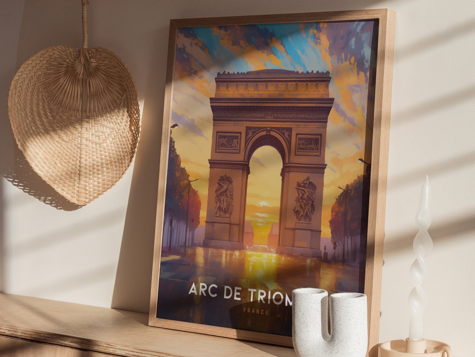 Arc de Triomphe Poster | Paris France Landmark Travel Print Wall Art | Framed of Unframed