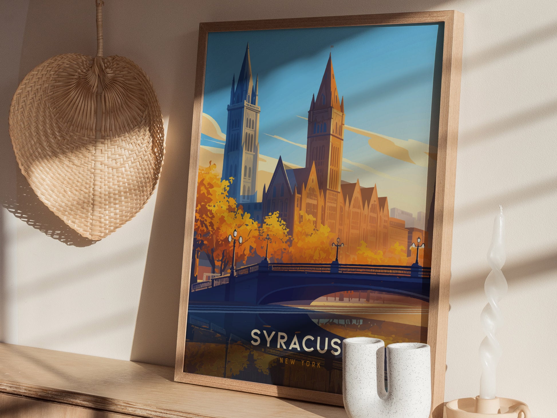 Syracuse Poster | New York Skyline Art | Central NY City Gift Decor