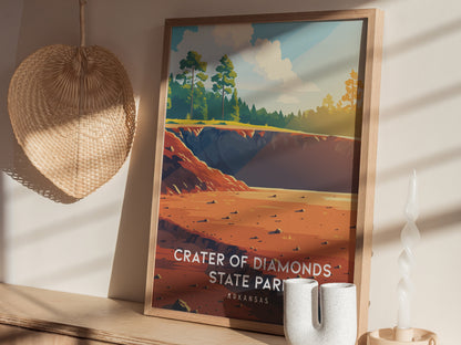 Crater of Diamonds State Park, Arkansas Poster | Gem Mining Adventure Vacation Wall Art — styled in a modern interior