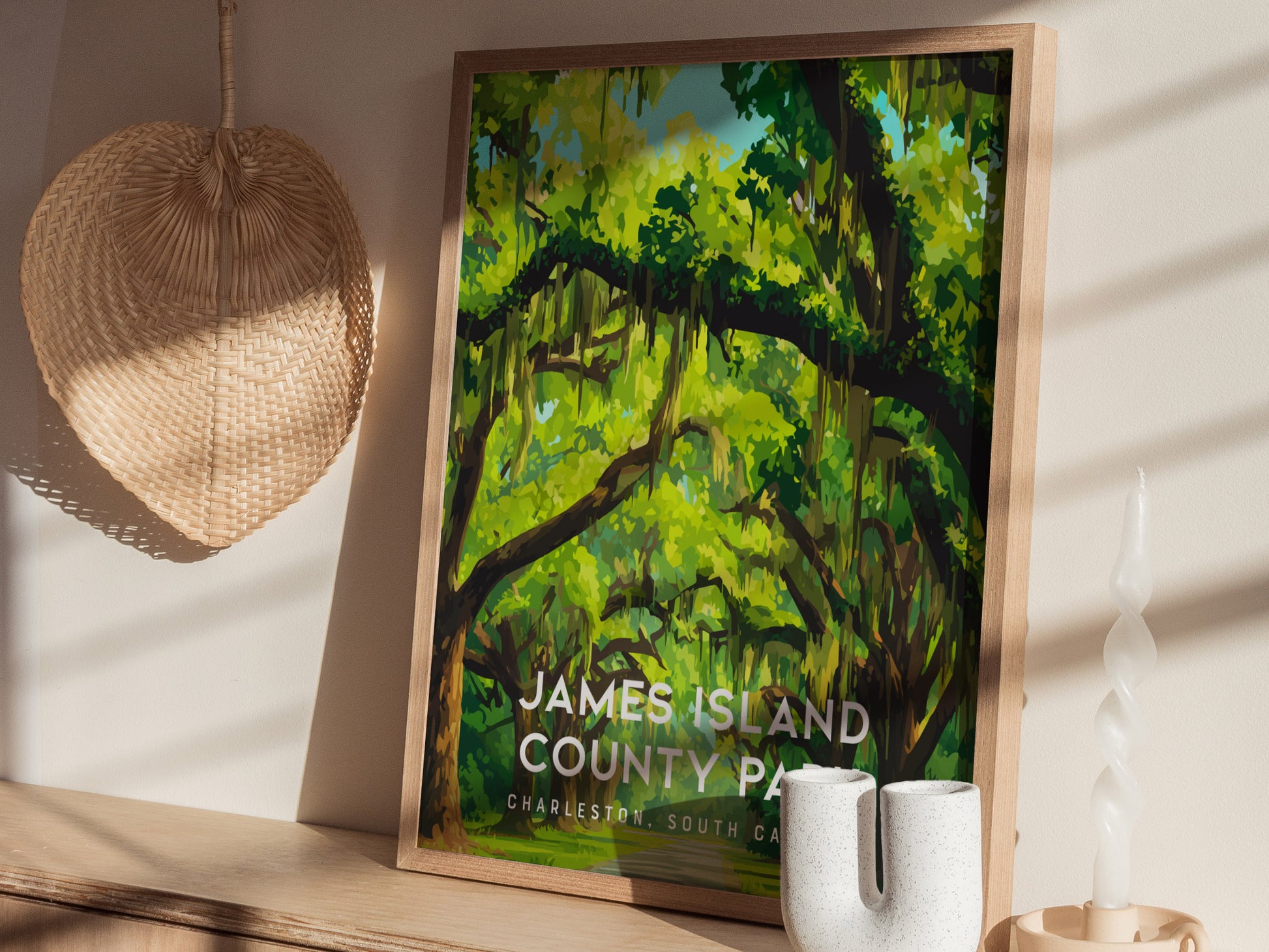 James Island County Park, Charleston, South Carolina Poster | Coastal Beach Decor Wall Art — styled in a modern interior