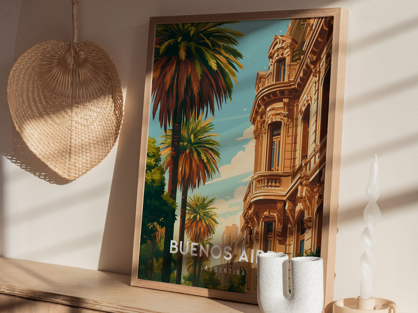 Buenos Aires, Argentina Poster | Tango & Colorful Streets Wall Art — styled in a modern interior