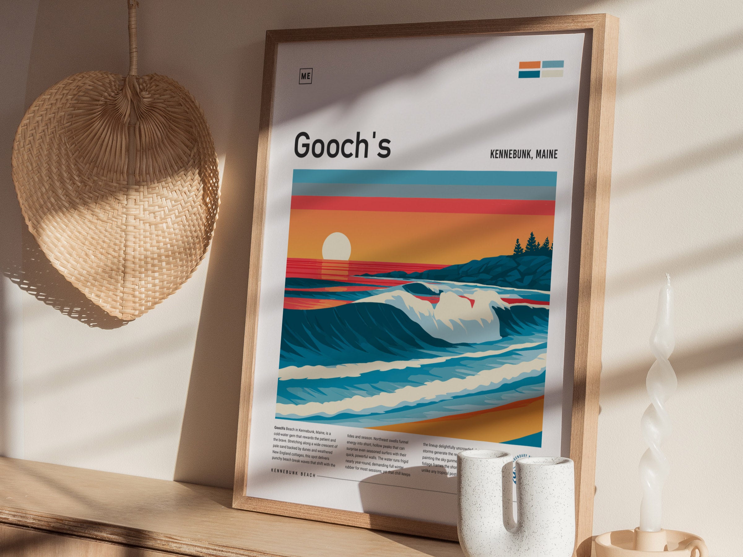 Gooch's Beach, Kennebunk, Maine Poster | Rocky Shore & Rolling