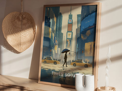 Times Square Poster | New York City Art | NYC Retro Travel Wall Print