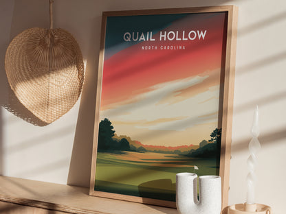 Quail Hollow, North Carolina Poster | Golf Wall Art & Golfer Gift — styled in a modern interior
