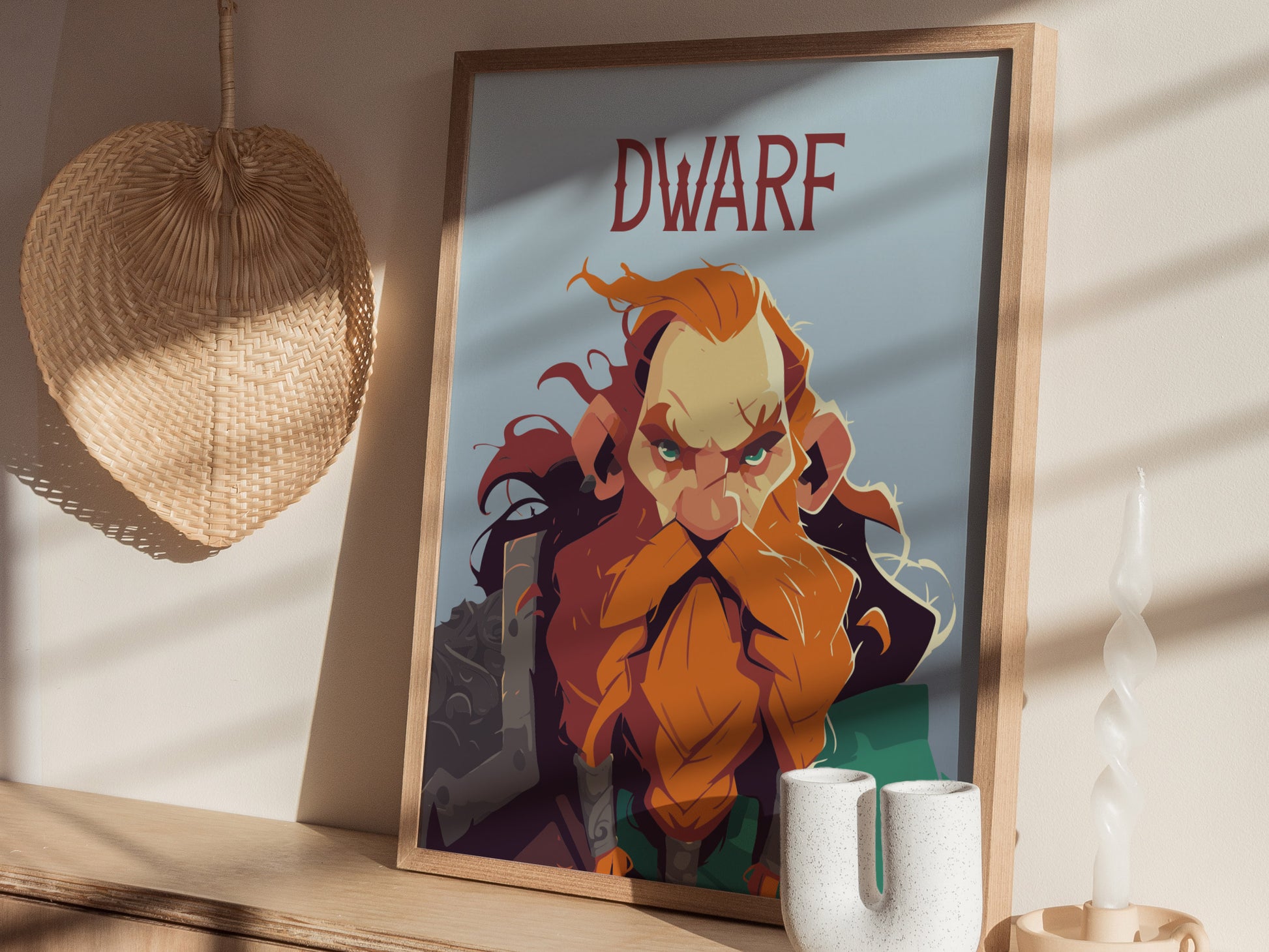 Dwarf Fantasy Poster | Kids Room Decor Wall Art | Framed or Unframed