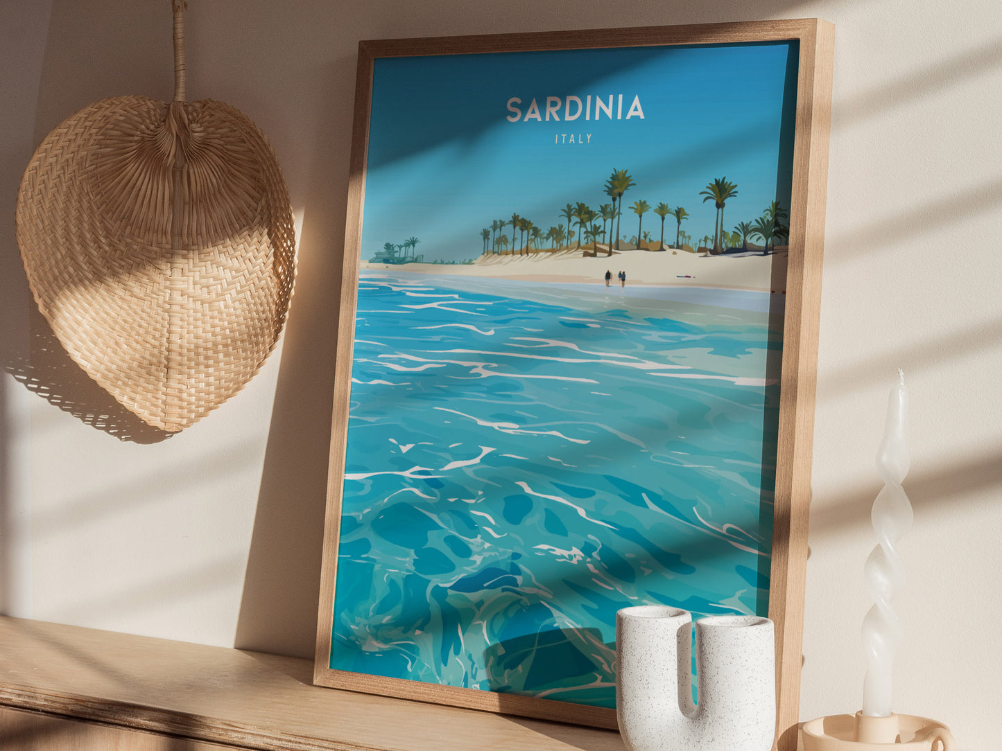 Sardinia Italy Poster | Mediterranean Beach Art | Costa Smeralda Decor