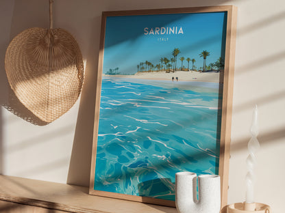 Sardinia Italy Poster | Mediterranean Beach Art | Costa Smeralda Decor